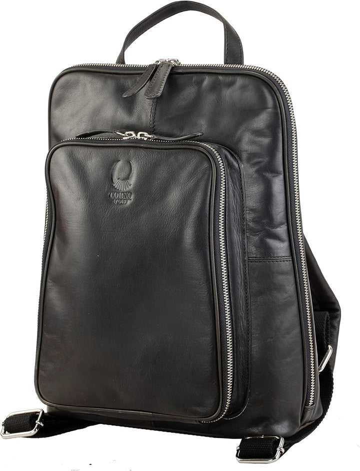 Corno d´Oro Premium Lederrucksack Damen mit vielen Fächern I Handgefertigt Rucksack Leder Laptopruck
