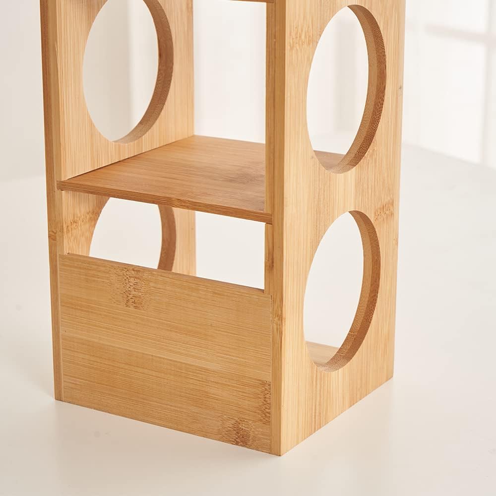 HUOLE Weinregal aus Bambus mit 5 Fächern Holzregal für Wein Flaschenregal modern Regal für Getränke