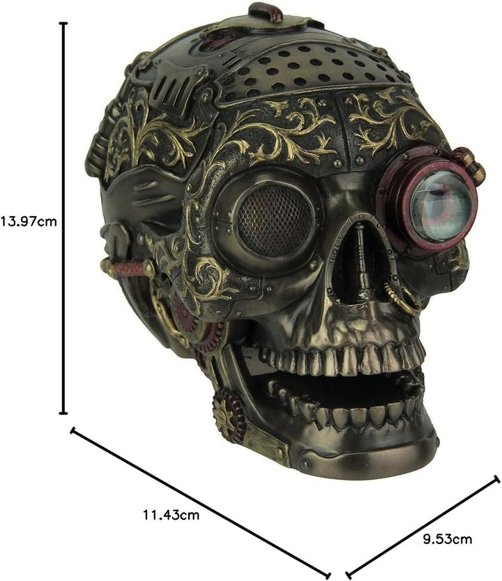 Unbekannt Harz Statuen Steampunk Stil Menschlicher Schädel Bronze Statue mit beweglichen Kiefer 14 x