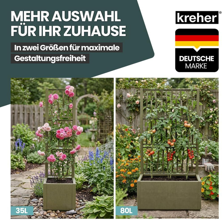 2 x Kreher® XL Rankgitter, Spalier mit Pflanzkasten aus robustem Kunststoff. In verschiedenen Grösse