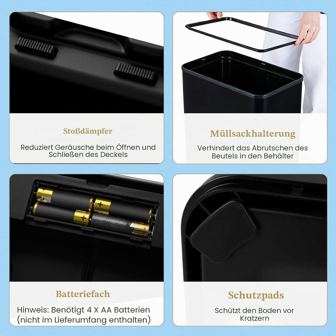 LIFEZEAL 60L Mülleimer, Küchenabfalleimer mit Smart Sensor, Abfalleimer Küche mit Deckel für Mülltre