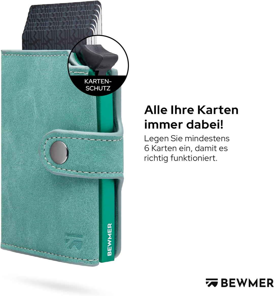 BEWMER 2 Shielded | Herren und Damen Slim Wallet mit RFID-Schutz Anti-Cloning | Kartenetui mit Münzf