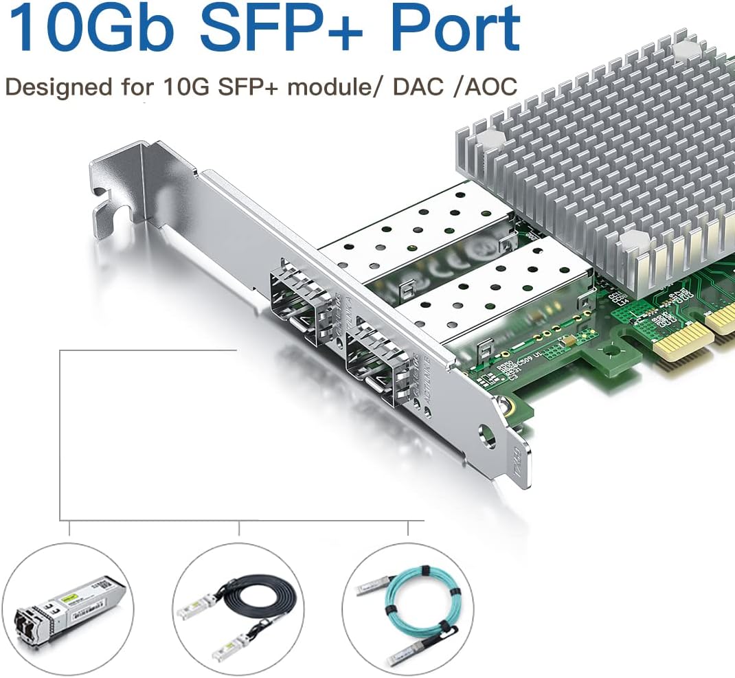 H!Fiber.com 10Gb SFP+ PCI-E Netzwerkkarte NIC, with Broadcom BCM57810S Chip, Dual SFP+ Port, PCI Exp