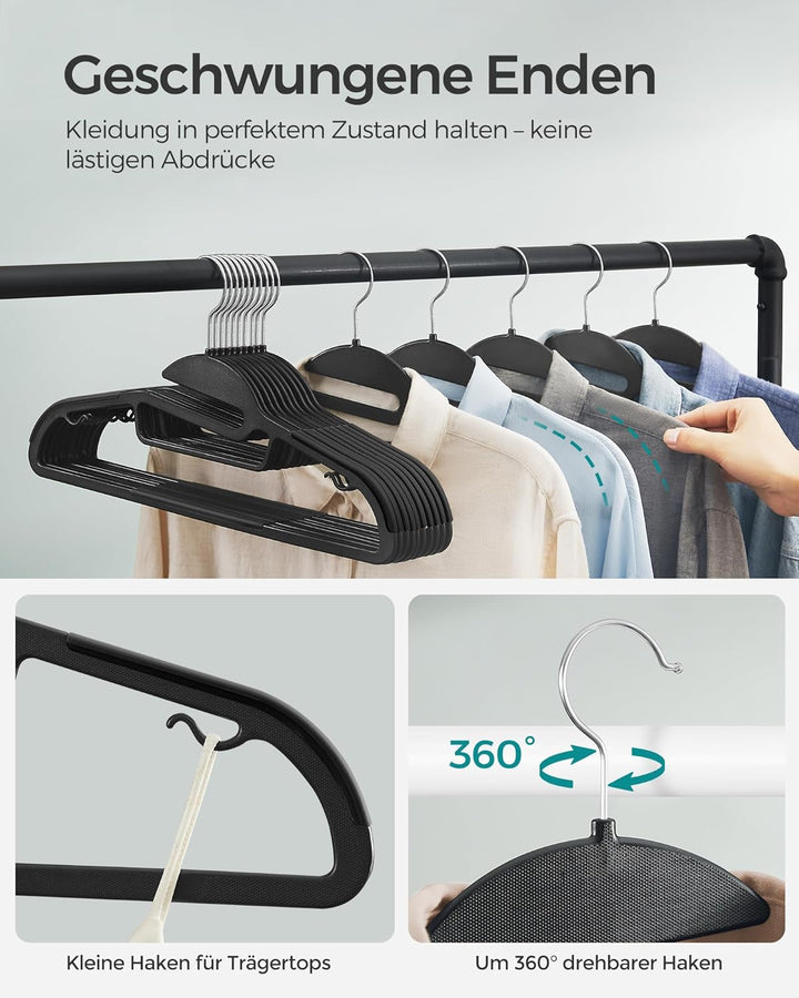 SONGMICS Kleiderbügel Kunststoff, 50er Set, Bügel mit U-förmiger Öffnung, rutschfest, platzsparend,
