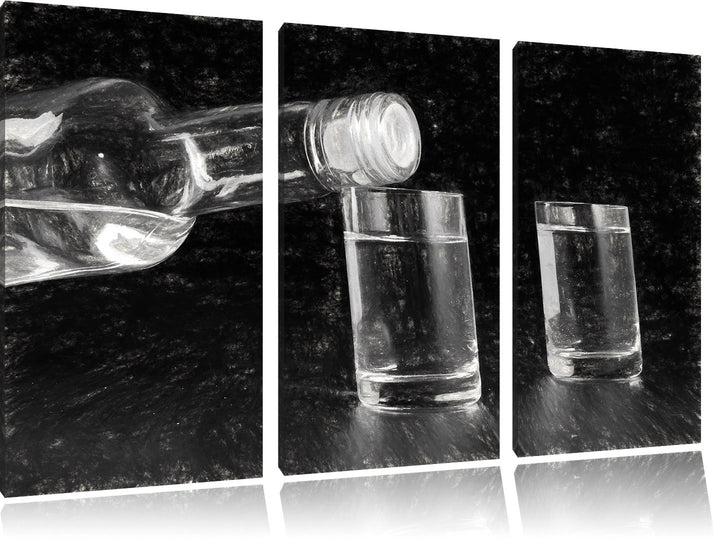 Pixxprint Vodka-Flaschen als Leinwandbild/Grösse: 3 Teilig (120x80 cm) cm/Wandbild/Kunstdruck/fertig