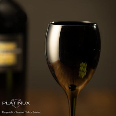 PLATINUX Schwarze & Weisse Weingläser aus Glas Wasserglas Set 6 Teilig 130ml (max. 320ml) Getränkegl