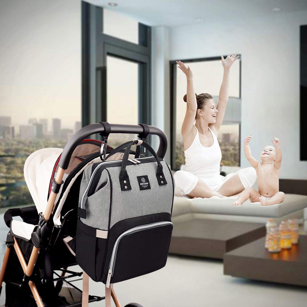 Pipibear Wickelrucksack Wickeltasche Grau-schwarz