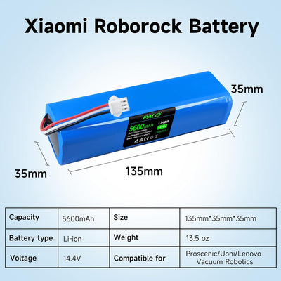 14.4V/5600mAh Li-Ion Ersatzakku für Proscenic M7 M8 Pro/Lydsto R1 / Uoni V980 Plus/Lenovo Lr1/ Roidm