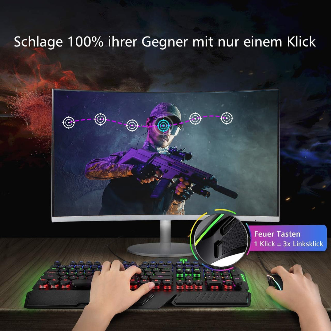 RGB Gaming Maus,Vollion Gamer Maus mit 8 Programmierbare Tasten 7200DPI/RGB-Beleuchtung/Anpassbare S