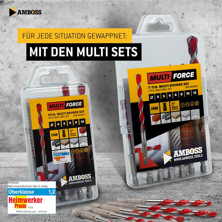 Amboss Mehrzweck Bohrer Set Multifunktionsbohrer Multibohrer 7teilig Ø 4,5,2x6,8,10,12 mm | für Holz