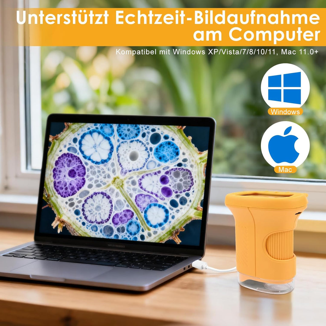 Mikroskop für Kinder 1000X 4K Digitales Mikroskop für Kinder mit 1080P HD 2,4″ IPS-Display & 8 LED,