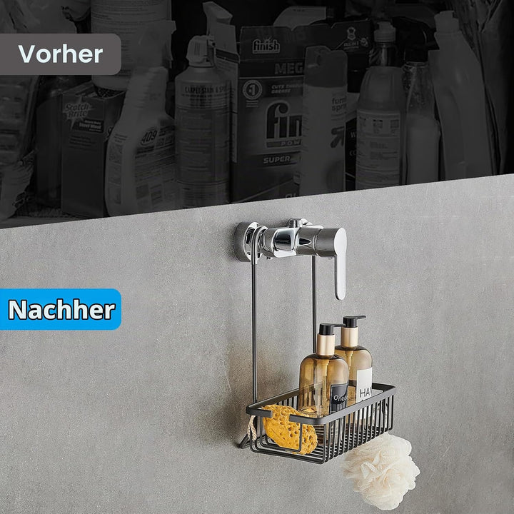 Hänge-Duschablage ohne Bohren – Duschregal für Mischbatterie – Hält Shampoo, Duschgel &amp; Pflegeproduk
