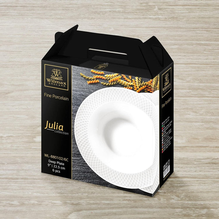 Wilmax | Teller - 2 Stück | Ø 22,5cm | Weisser Suppenteller aus Porzellan | Speiseteller | Spülmasch