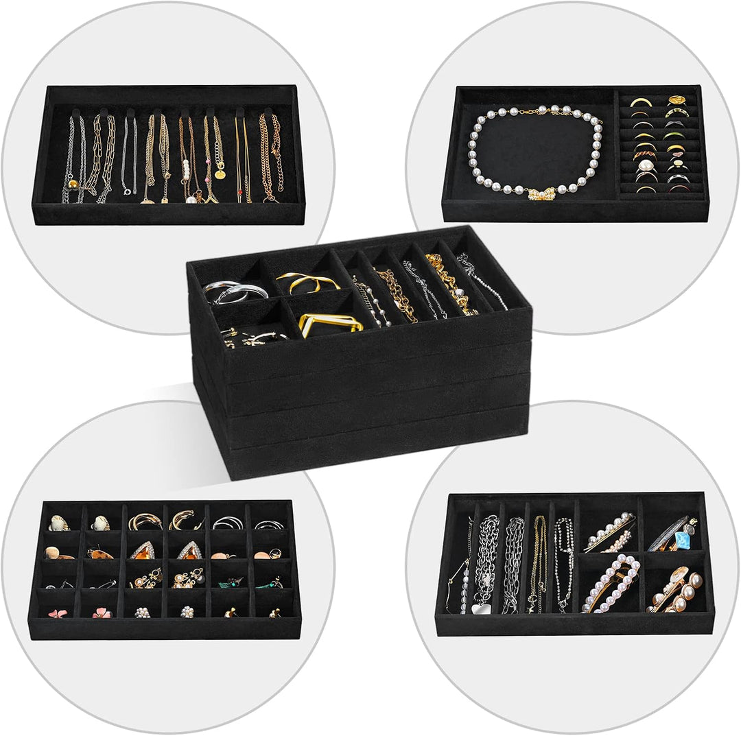 ProCase Schmucktablett Organizer mit 4 Schmuckschalen, Stapelbar Schmuck Schublade Organizer, Schmuc