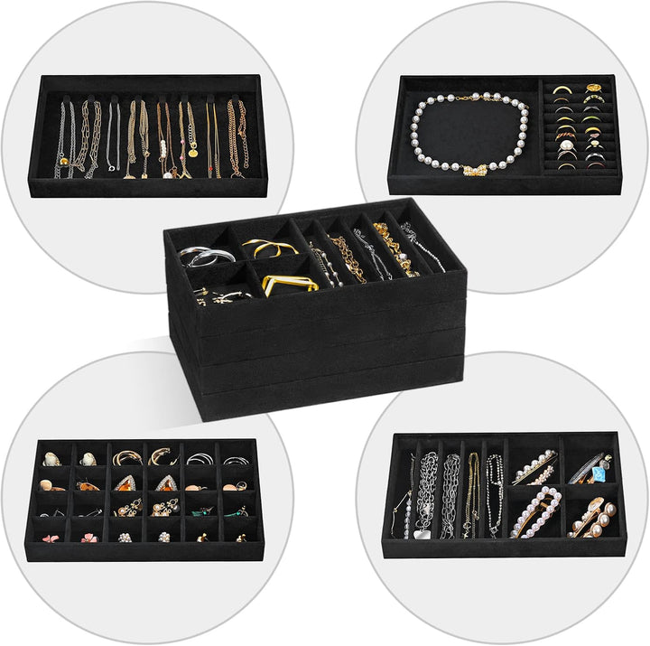 ProCase Schmucktablett Organizer mit 4 Schmuckschalen, Stapelbar Schmuck Schublade Organizer, Schmuc