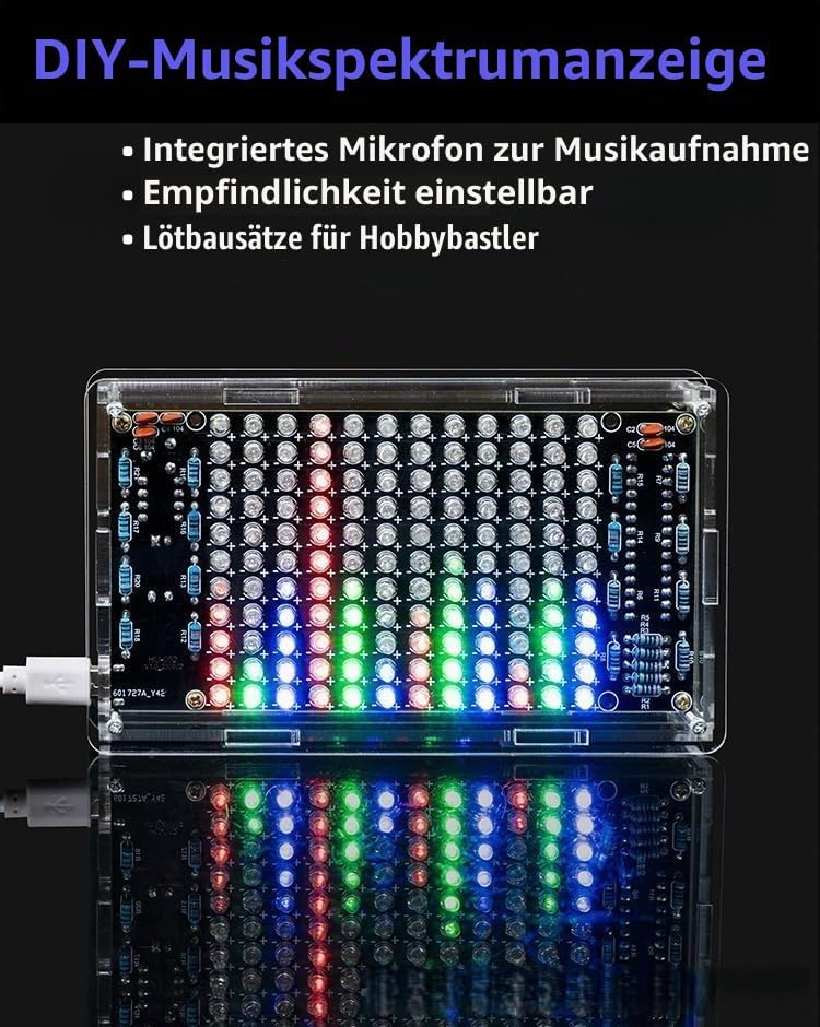 DIY Elektronik Bausatz, LED-Licht Musikalische Spektrum Elektronik Kit, Löten Bausatz mit Bauteilen,