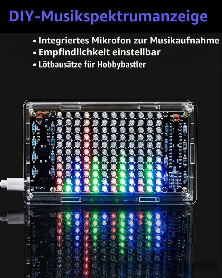 DIY Elektronik Bausatz, LED-Licht Musikalische Spektrum Elektronik Kit, Löten Bausatz mit Bauteilen,