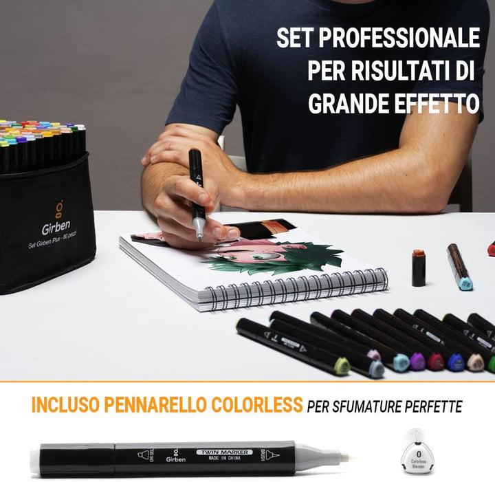 Girben Brush Pen Lettering und Blender - 80 professionelle Marker zum schnellen Zeichnen