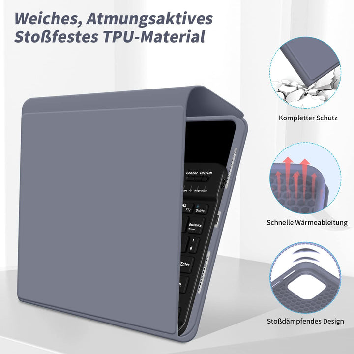aoub Hülle mit Tastatur für iPad 9./8./ 7. Generation, Kabellose QWERTZ Tastatur Hülle mit Stifthalt