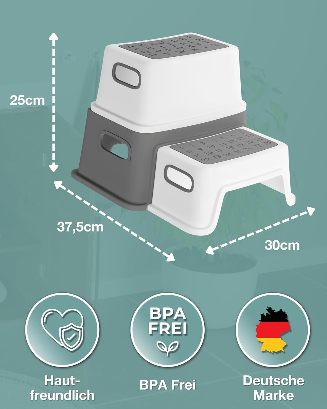 LUNORA StufenHeld Das Original | Der sichere Kinder Tritthocker mit Anti-Rutsch-Füssen & – Trittstuf