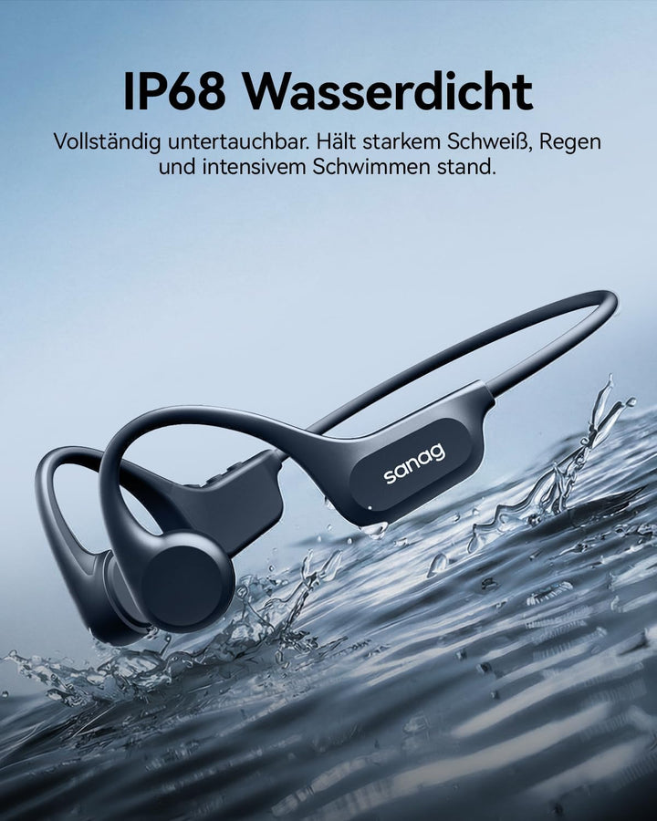 SANAG Knochenschall Sportkopfhörer, Open-Ear-Ohrhörer mit Bluetooth 5.3, Mikrofon mit Geräuschunterd