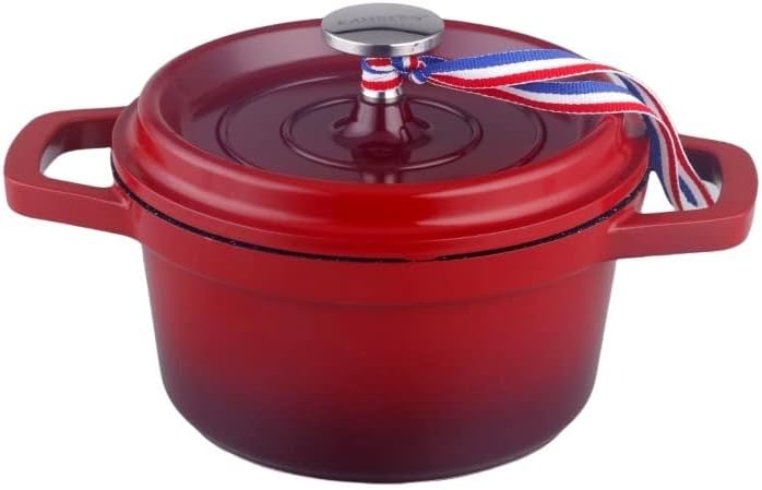Kamberg – 0008192 – Set aus 4 Minischmortöpfen mit 12 cm Durchmesser, rund, rot geflammt – Aluminium