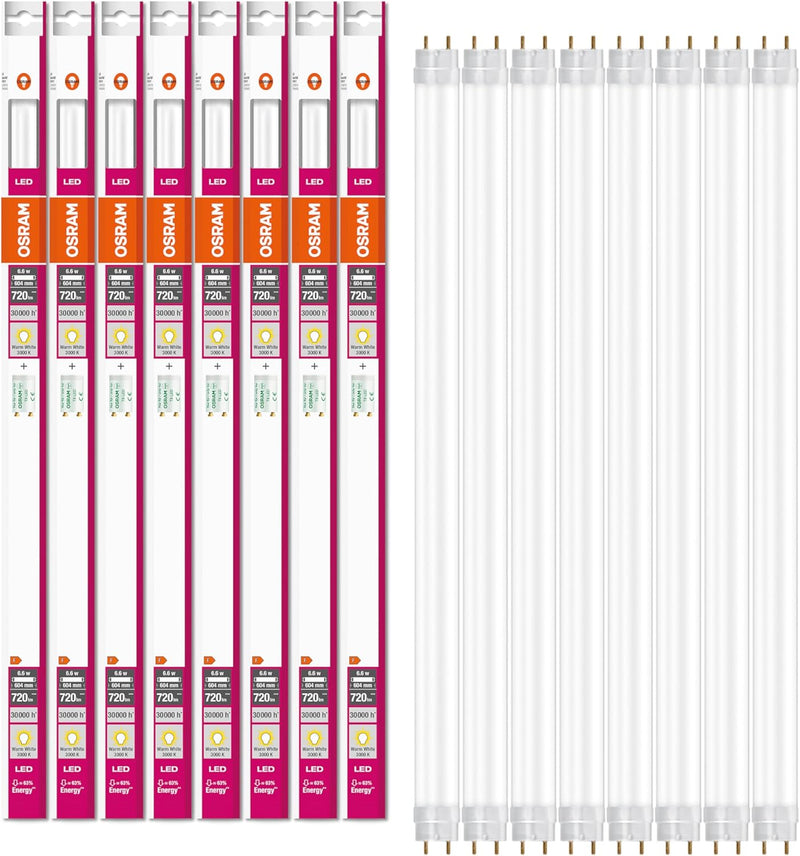 OSRAM LED Röhre Substitube Pure mit G13 Sockel, Länge: 0.6 Meter, Warmweiss (2700K), 6.6W, Ersatz fü