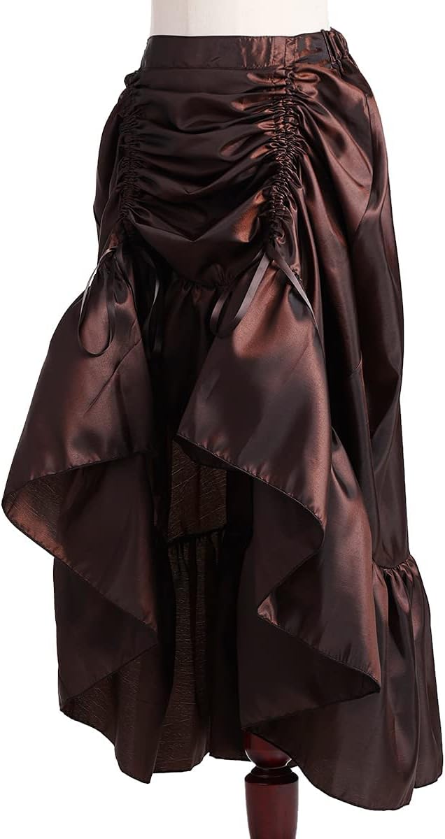 COSDREAMER Damen High Low Kordelzug Rock Punk Rock Rock Rock mit hoher Taille S Braun, S Braun