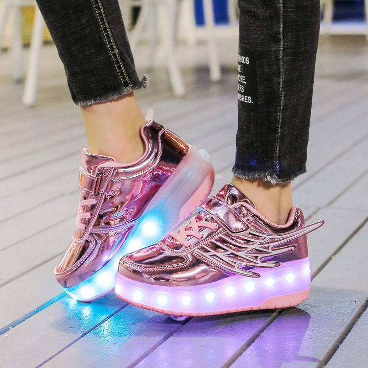 Kinderroller mit LED Licht | Automatisch Einziehbar & Abnehmbare Vorderreifen | Outdoor-Spiel-Schuhe