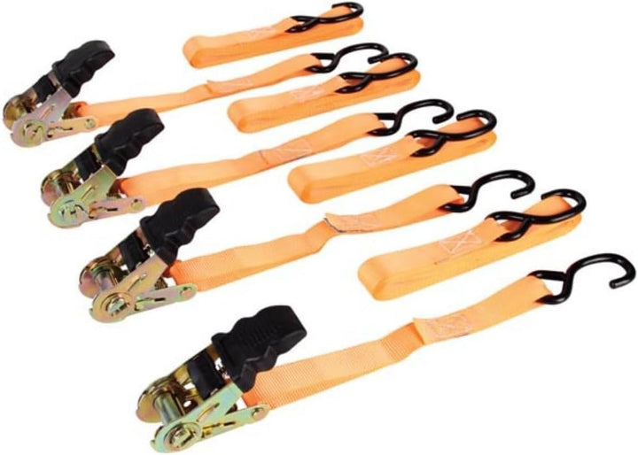 Toolland Spanngurt mit Ratsche, 4er Pack, zweiteilig, 8 S-Haken, uv-beständig, wasserabweisend, für