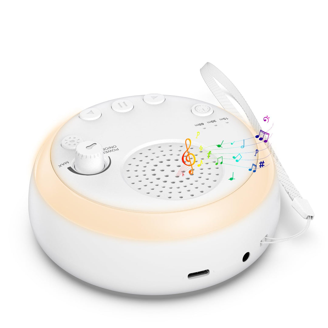 White Noise Machine Baby, Tragbare Einschlafhilfe Babys mit Nachtlicht, USB Aufladbare Weisses Rausc