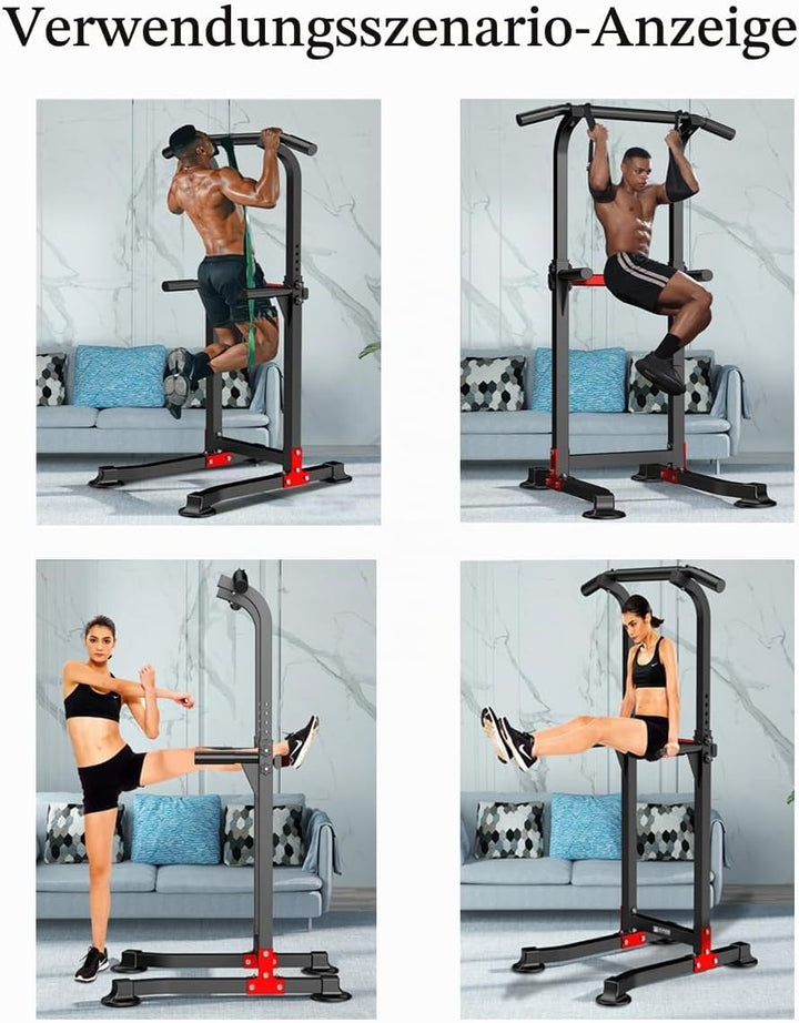 EASY BIG Power Tower Dip Station Pull Up Bar - Mehrzweck-Heimtrainingsgerät mit Verstellbarer Höhe u