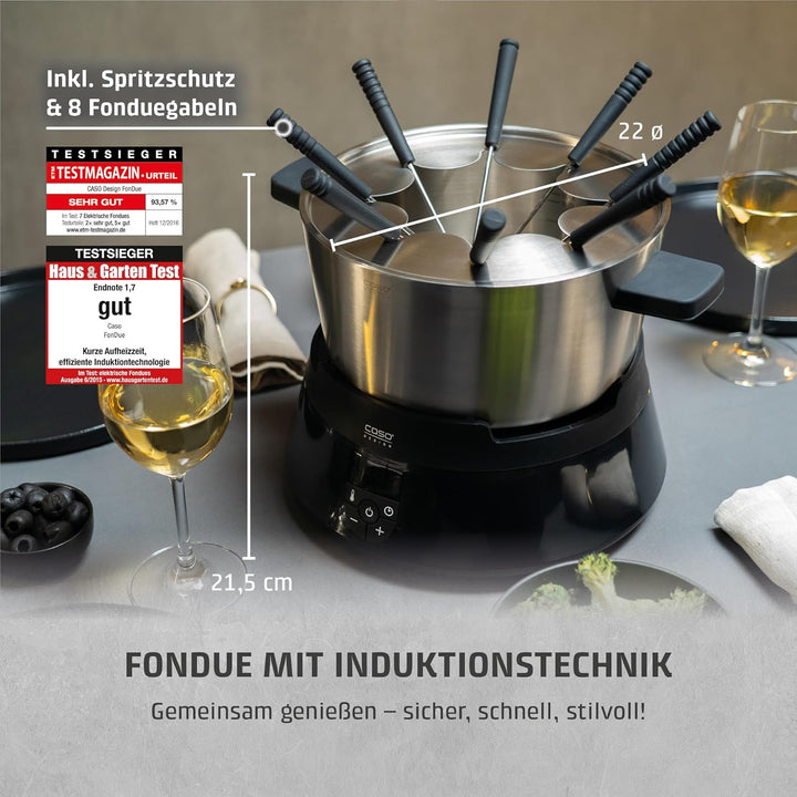 Caso 2282 Induktions FonDue für 8 Personen 60 bis 240 Grad celsius Temperatureinstellung, gleichmäss