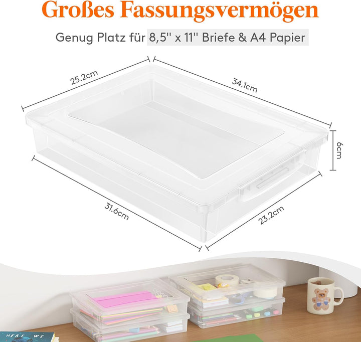 Lifewit 4 Pack Mehrzweck-Aufbewahrungsbox aus Kunststoff mit verriegelbaren Deckeln, A4 Papieraufbew