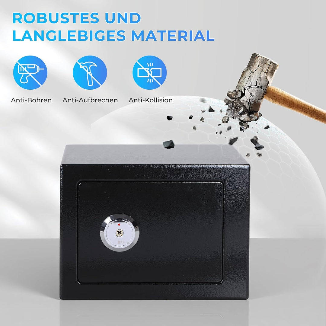 Safe Tresor mit 3 Schlüssel, 23x17x17cm Tresor für Zuhause, Kleine Möbeltresor für Bargeld, Schmuck