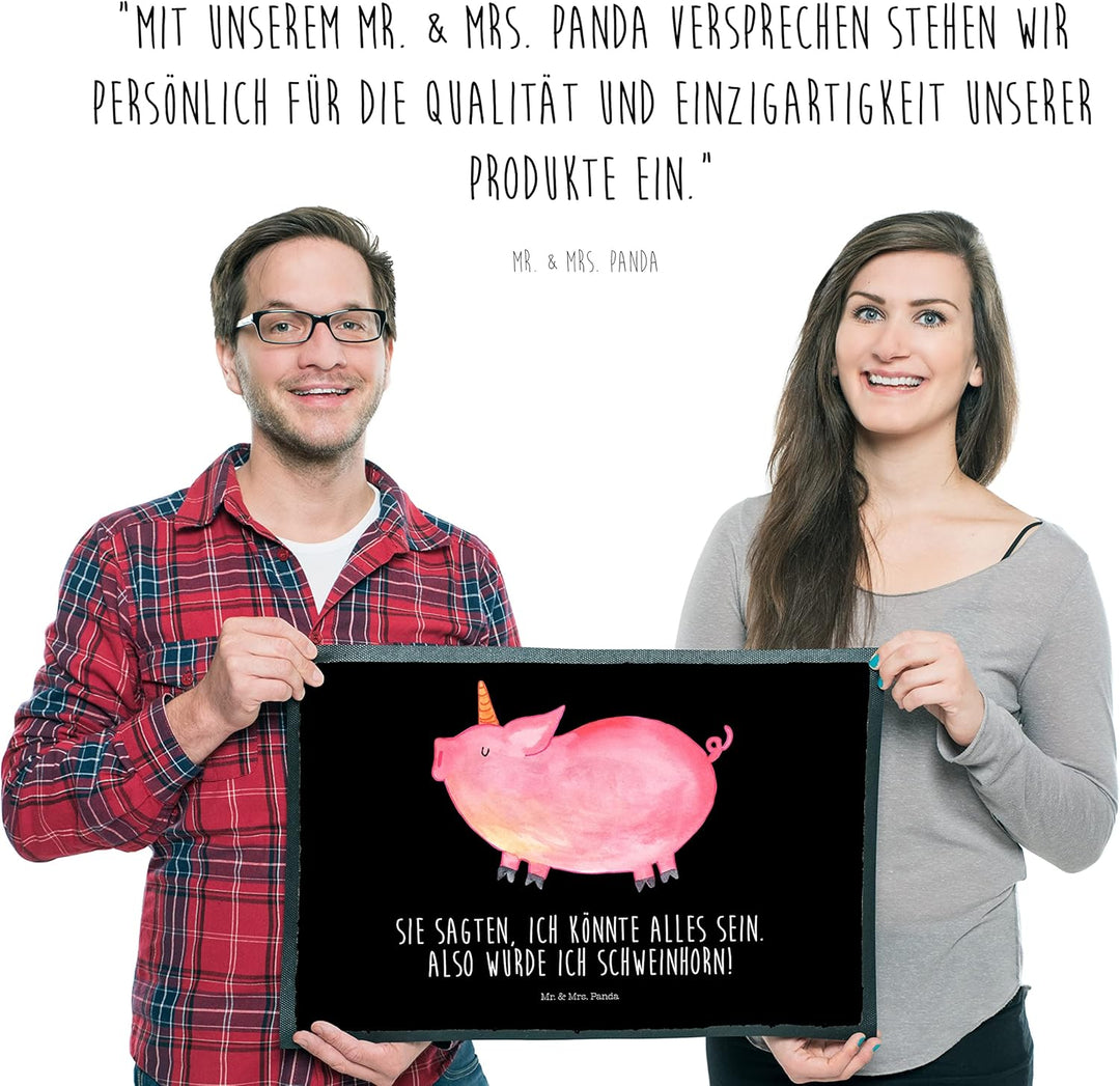 Mr. & Mrs. Panda 50 x 75 cm Fussmatte Einhorn Schweinhorn - Geschenk, Unicorn, Türmatte, Spruch, Ein