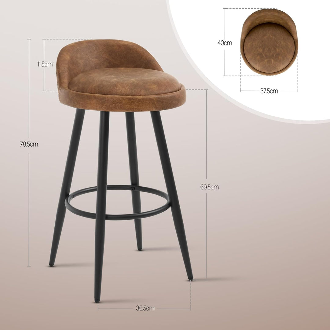 WOLTU BH327br-2 Barhocker 2er Set Barstuhl Hocker Tresenhocker Bistrohocker Designer Hocker mit Lehn