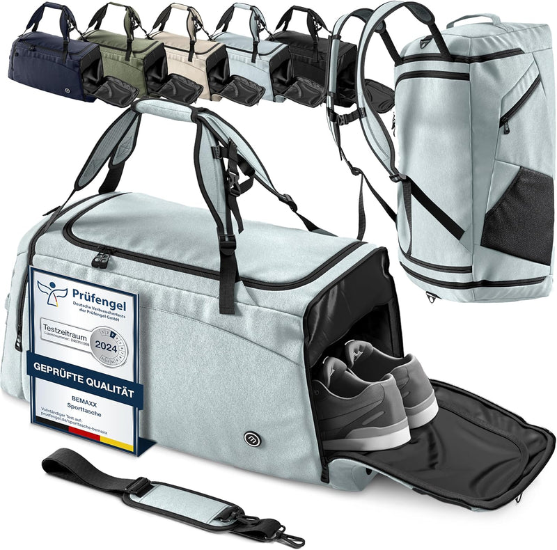 Sporttasche Trainingstasche + Rucksack, Schuhfach, Nassfach | Reisetasche Schwimmtasche Fitnesstasch