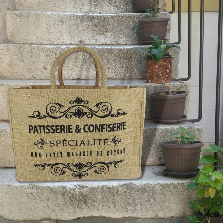 Domelo Einkaufskörbe. Bedruckte Einkaufstasche. Jute Tasche gross. Korbtasche, wasserabweisenden Str
