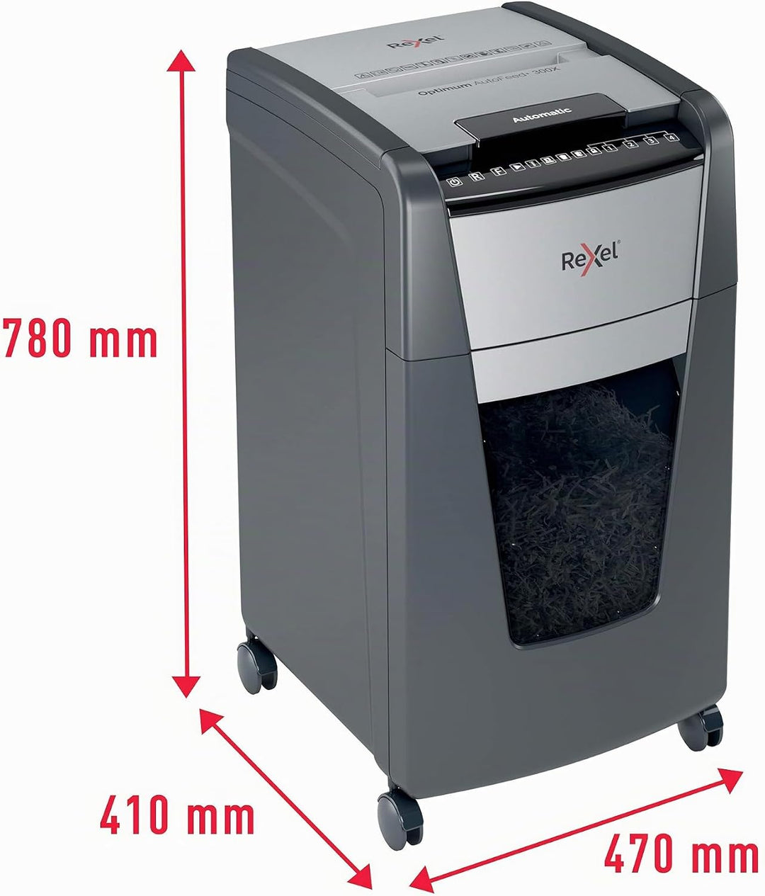 Rexel 2020300X Auto+ 300X — Automatischer P4-Sicherheits-Aktenvernichter mit Querschnitt, Fassungsve
