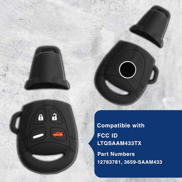 KeyGuardz Autoschlüssel-Gehäuse für Saab 9-3 9.5 LTQSAAM433TX schwarz, schwarz