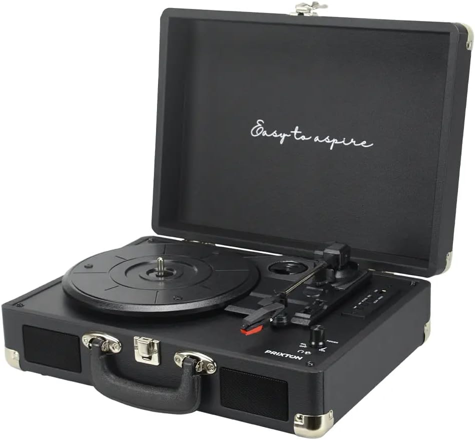 PRIXTON - VC400 Vintage-Vinyl-Plattenspieler | Vinyl-Player & Konverter über Bluetooth & USB | 2 ein