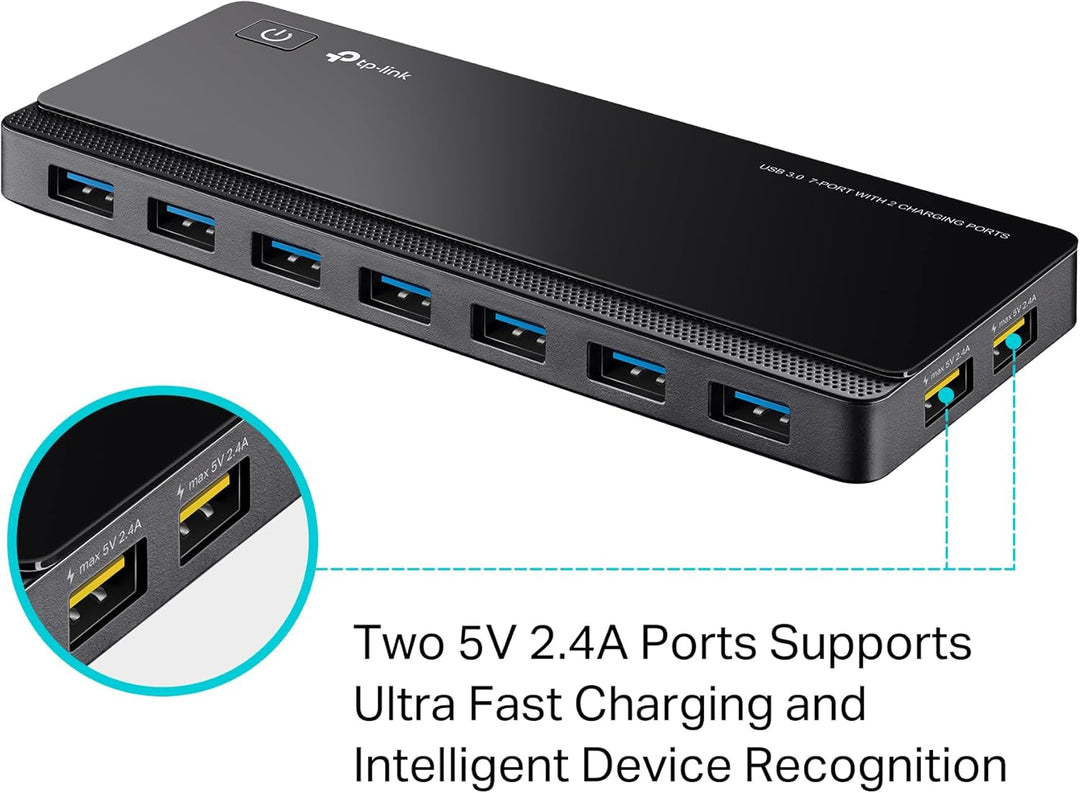 TP-Link UH720 7-Port USB 3.0 HUB + 2 Ladeports (2,4A) für Tablet und Smartphone, inklusive Netzadapt