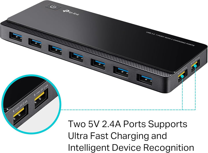TP-Link UH720 7-Port USB 3.0 HUB + 2 Ladeports (2,4A) für Tablet und Smartphone, inklusive Netzadapt