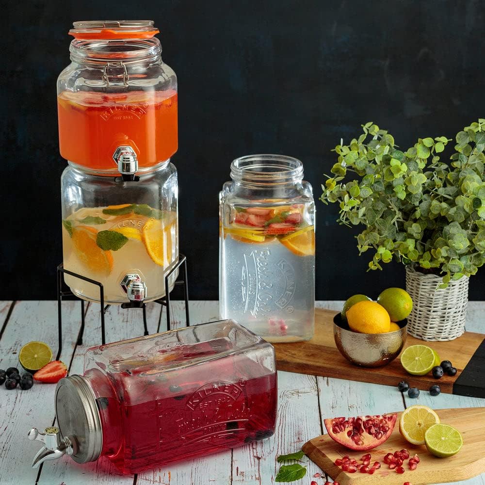 Kilner 25.004 Stapelbarer Getränkespender mit Ständer, 5,2 Liter, Glas, Masse: 22,7 x 19,6 x 40 cm,
