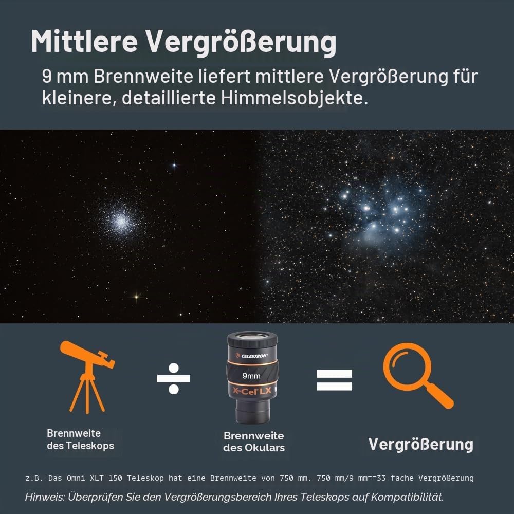 Celestron X-Cel LX 9 mm/1,25'' Okular, 9 mm