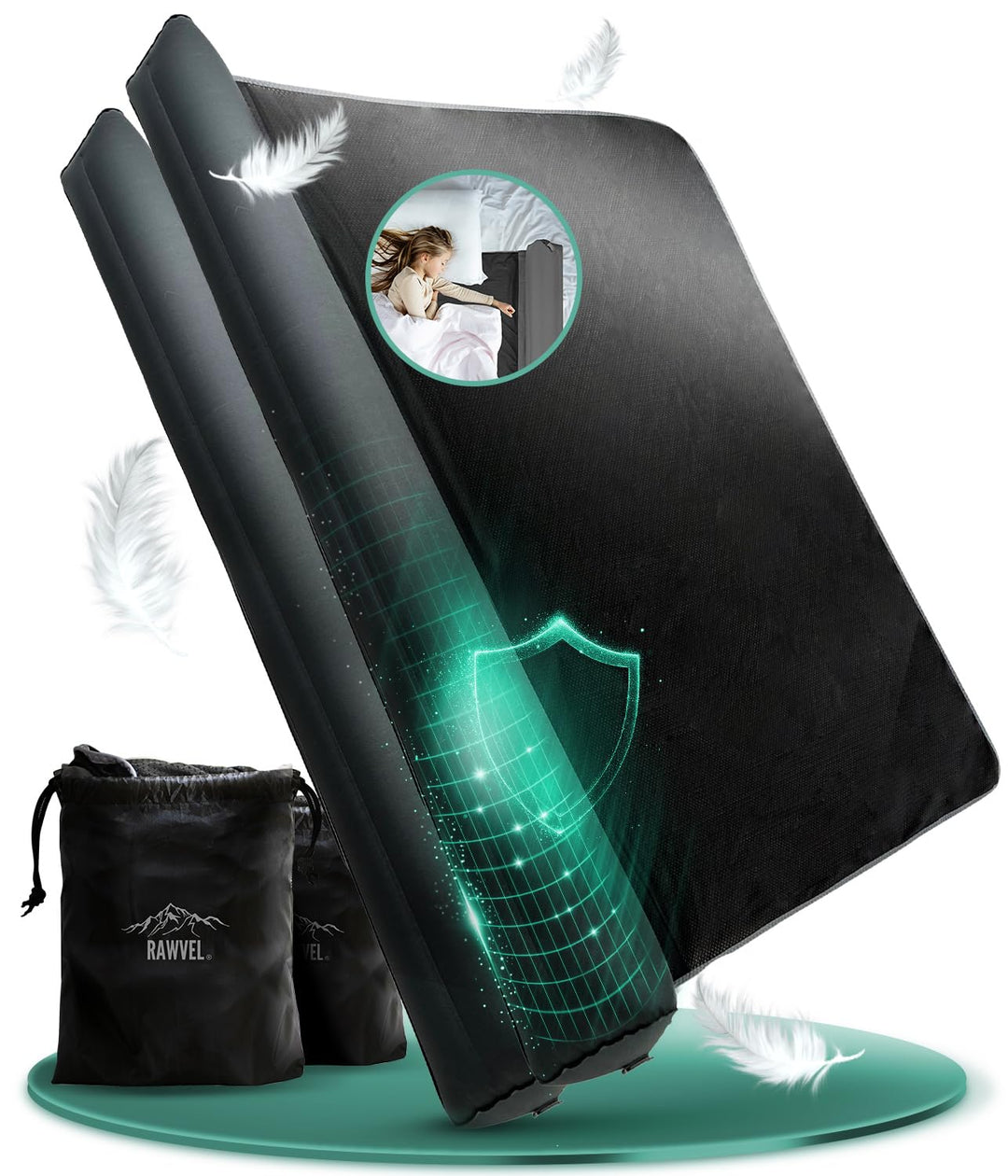 Rausfallschutz aufblasbar 180cm Light - [NEU 2025] - passend für alle Betten Zuhause &amp; auf Reisen -