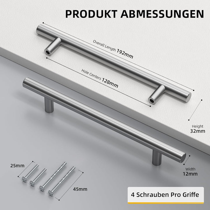 25 Stück Schrank Schublade Türgriff Stangengriff LS201BSS128 Bohrlochabstand 128mm Edelstahl Küchens
