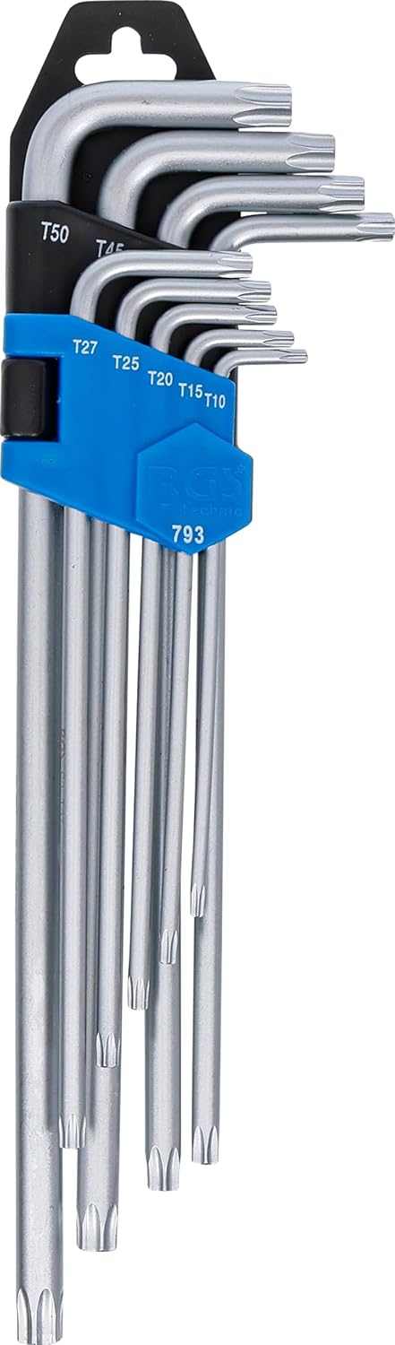 BGS 793 | Winkelschlüssel-Satz | 9-tlg. | extra lang | T-Profil (für Torx) T10 - T50 | inkl. Klappha
