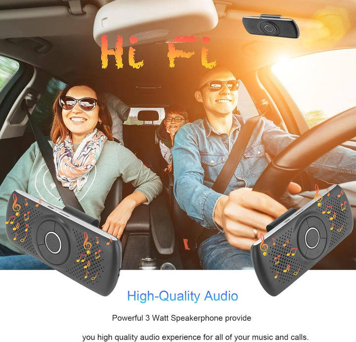 Freisprecheinrichtung für Auto Bluetooth 5.0 mit Clip, TF-Kartenslot, integriertes Mikrofon, Unterst